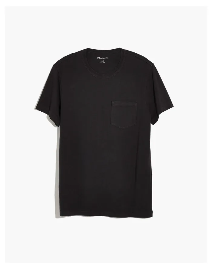 Men Garment Dyed Allday Crewneck Pocket Tee Black Coal Madewell Tees Men Garment Dyed Allday Crewneck Pocket Tee Black Coal Madewell Tees