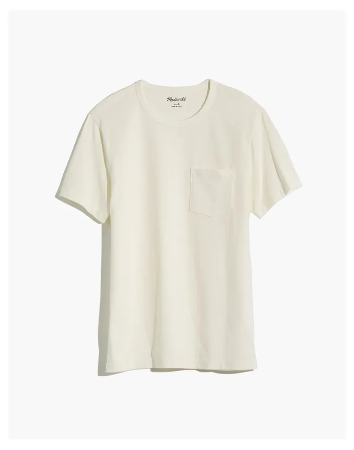 Men Garment Dyed Allday Crewneck Pocket Tee Lighthouse Madewell Tees