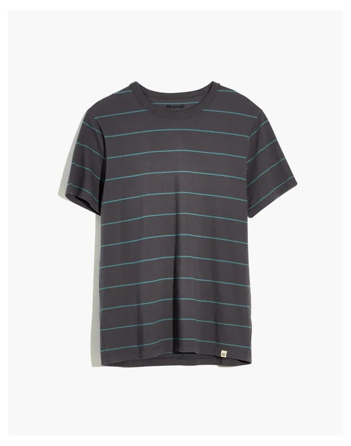 Men Garment Dyed Allday Crewneck Tee Thunder Cloud Stripe Madewell Tees
