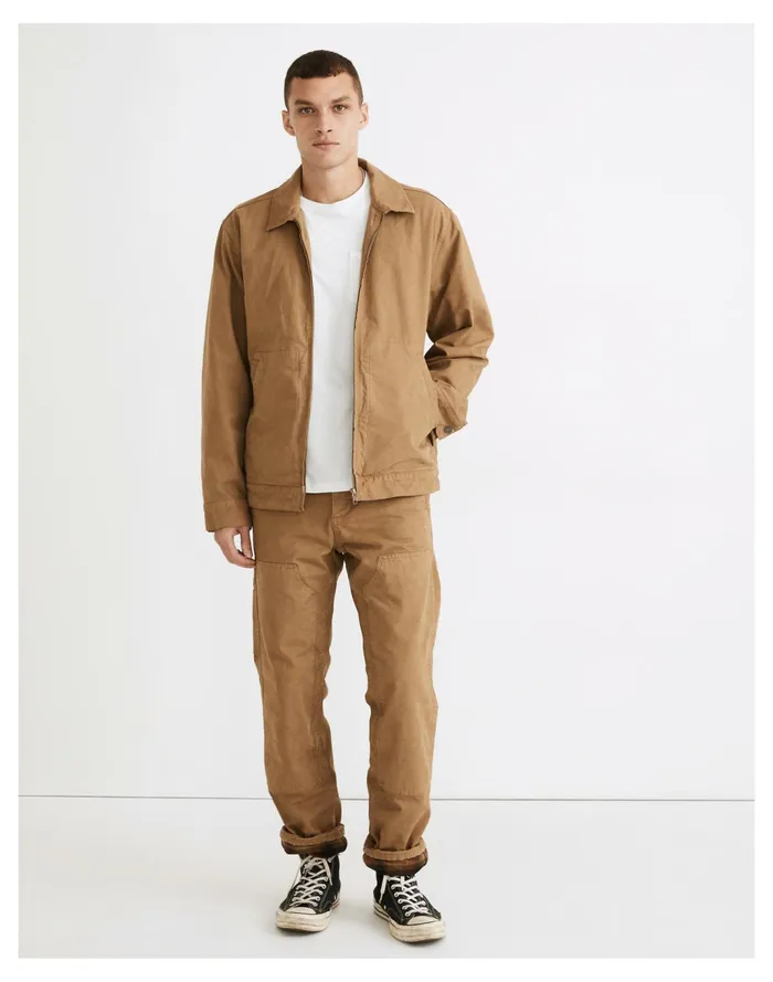 Men Garment Dyed Relaxed Straight Workwear Pants Ashen Birch Madewell Pants