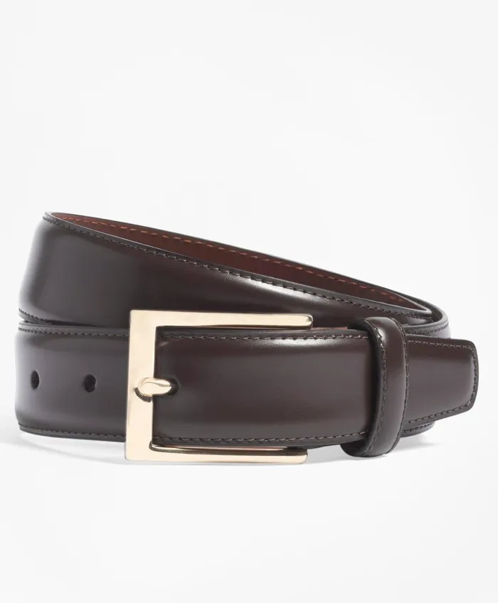 Men Gold Buckle Leather Dress Belt Burgundy Brooks Brothers Belts