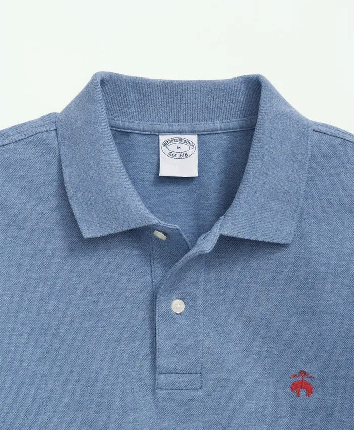 Men Golden Fleece Original Fit Stretch Supima LongSleeve Polo Shirt Denim Heather Brooks Brothers Polo and Rugby Shirts