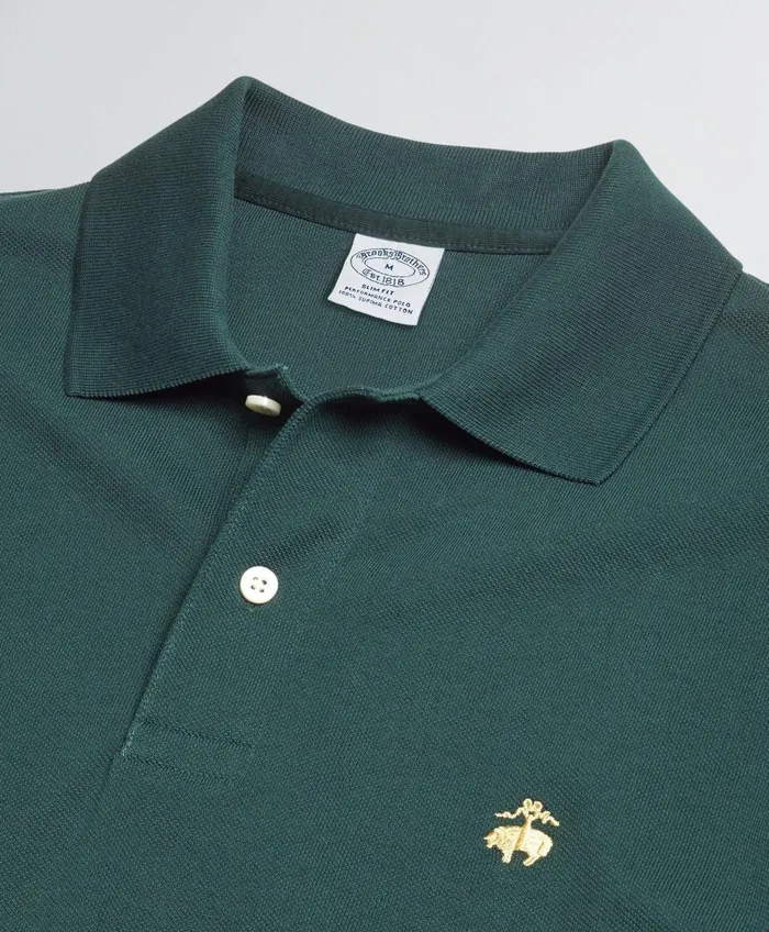 Men Golden Fleece Slim Fit Stretch Supima Polo Shirt Medium Green Brooks Brothers Polo and Rugby Shirts