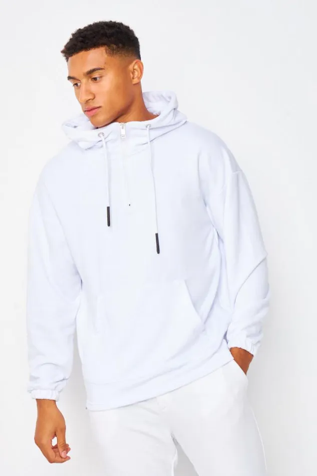 Men HalfZip Hoodie In White White Brentiny Paris Sweatshirts and Pullovers