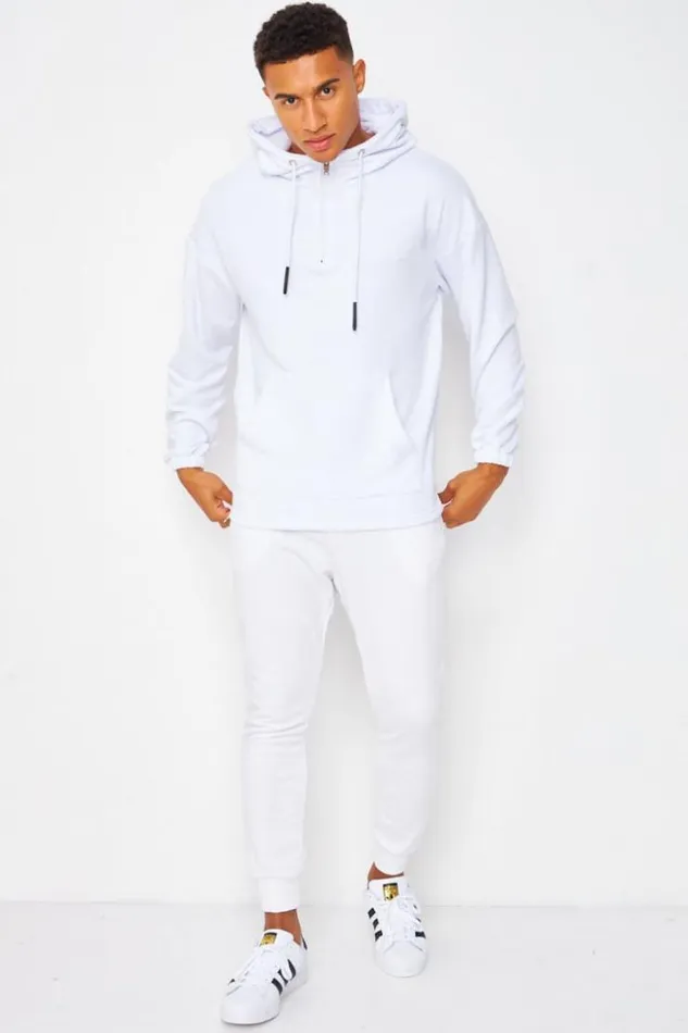 Men HalfZip Hoodie In White White Brentiny Paris Sweatshirts and Pullovers