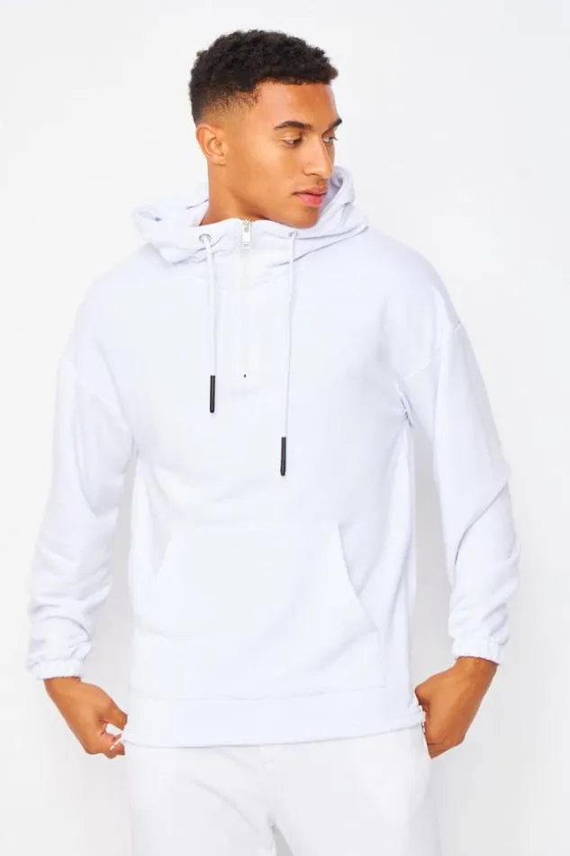 Men HalfZip Hoodie In White White Brentiny Paris Sweatshirts and Pullovers