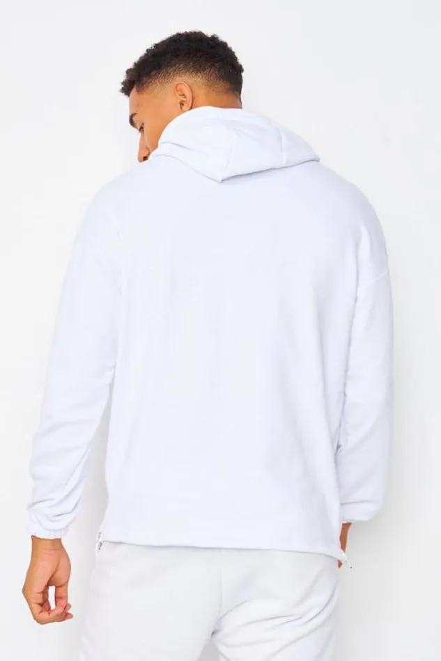 Men HalfZip Hoodie In White White Brentiny Paris Sweatshirts and Pullovers