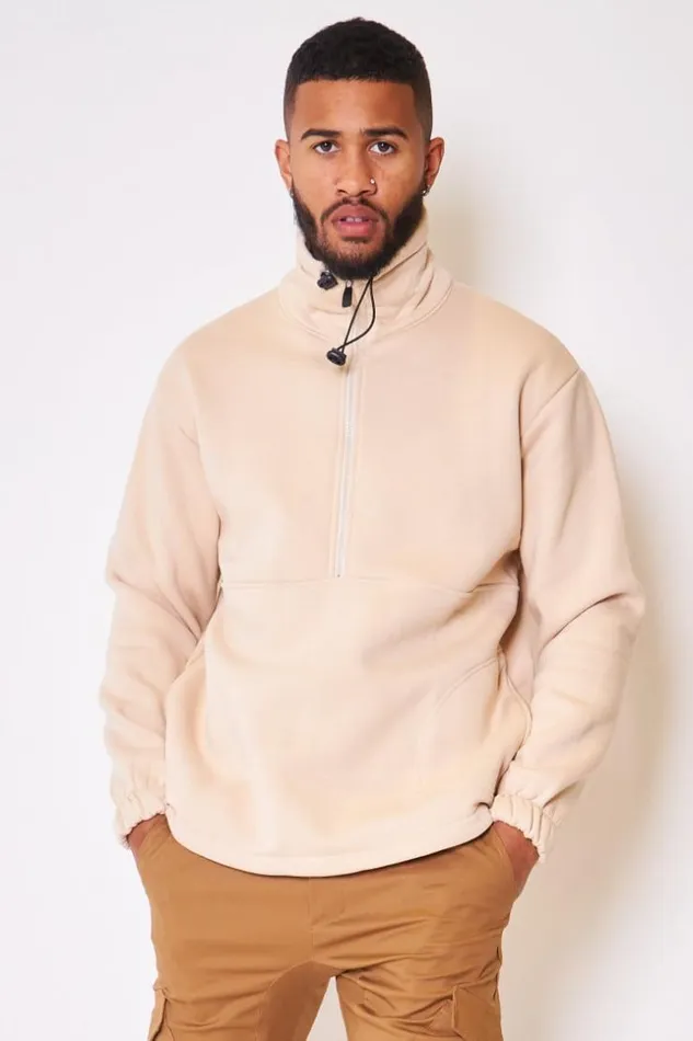 Men Half Zip Sweatshirt In Beige Beige Brentiny Paris Sweatshirts and Pullovers