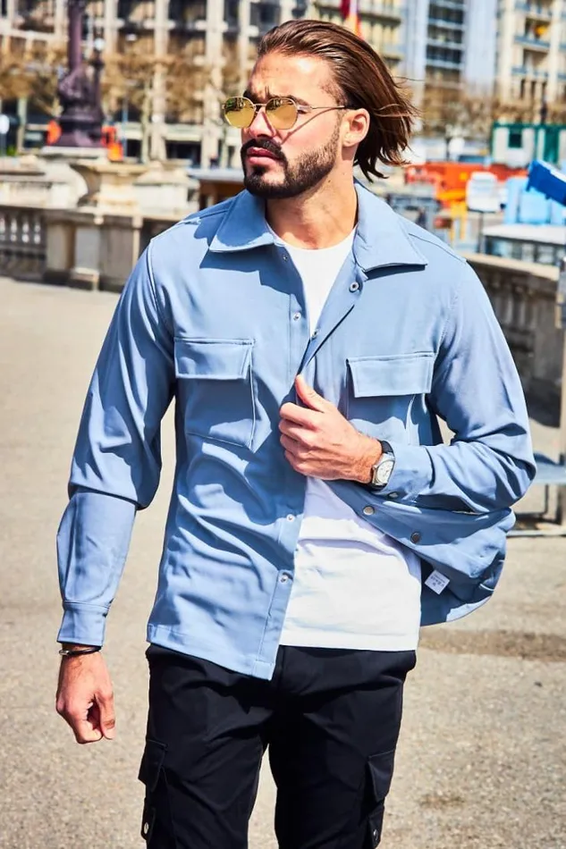 Men Heavyweight Shirt In Grey Grey Brentiny Paris Shirts