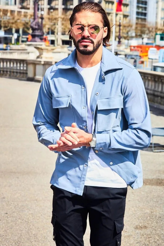 Men Heavyweight Shirt In Grey Grey Brentiny Paris Shirts