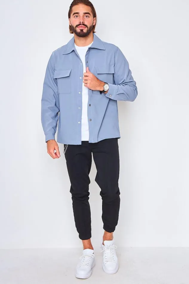 Men Heavyweight Shirt In Grey Grey Brentiny Paris Shirts