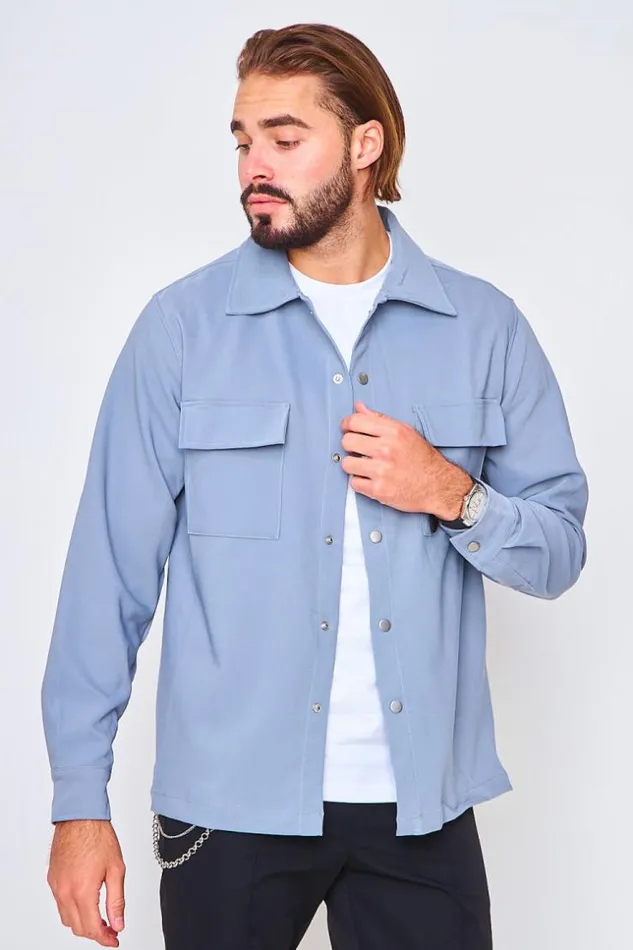 Men Heavyweight Shirt In Grey Grey Brentiny Paris Shirts