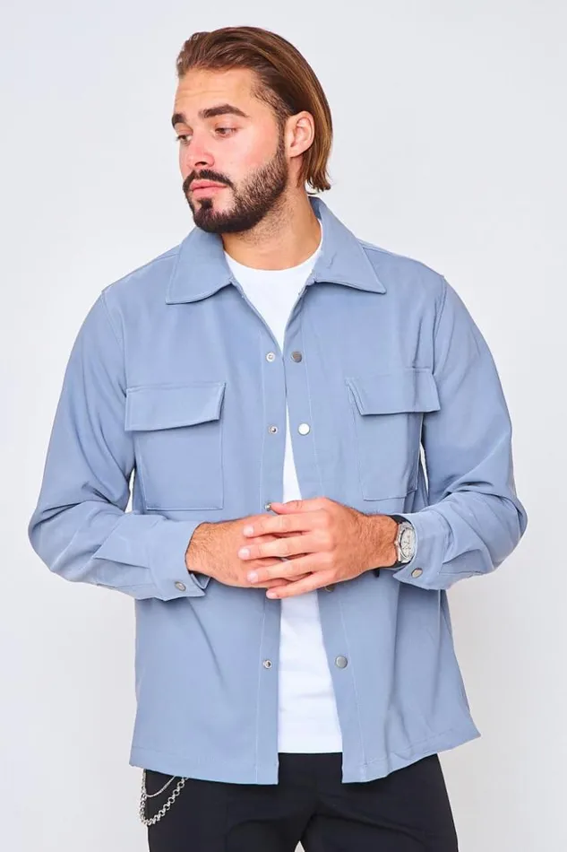 Men Heavyweight Shirt In Grey Grey Brentiny Paris Shirts
