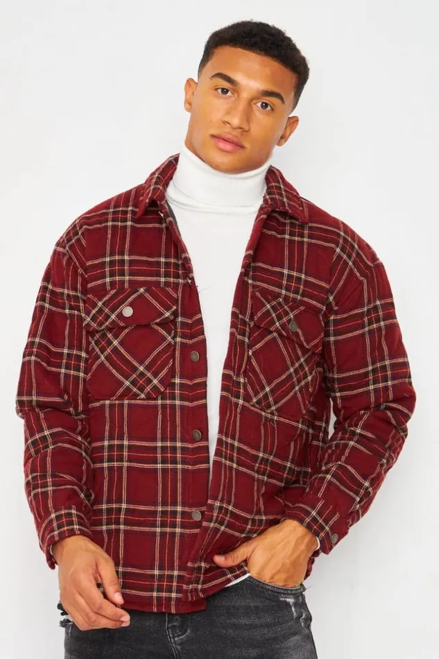 Men Jacket In Burgundy Check Red Brentiny Paris Jackets