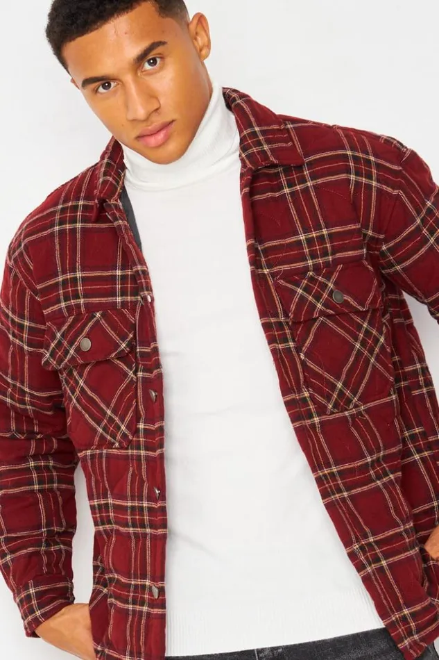 Men Jacket In Burgundy Check Red Brentiny Paris Jackets