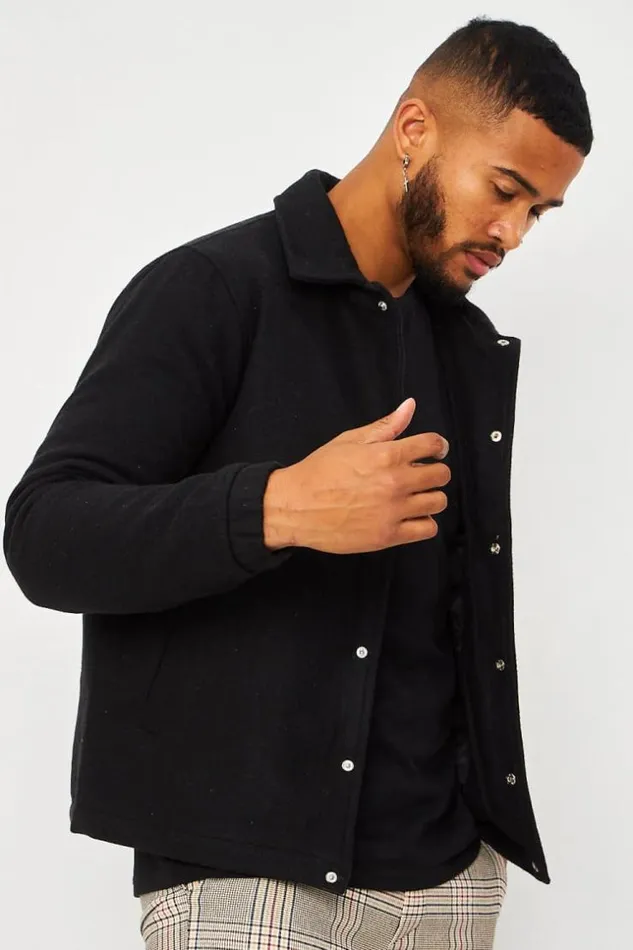Men Jacket With Collar In Black Black Brentiny Paris Jackets