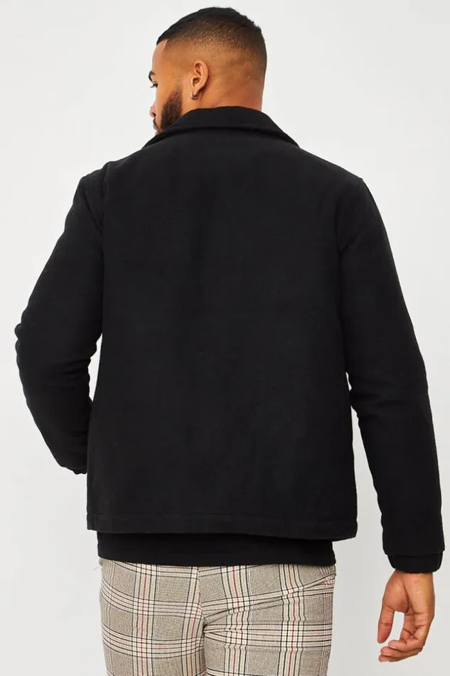 Men Jacket With Collar In Black Black Brentiny Paris Jackets