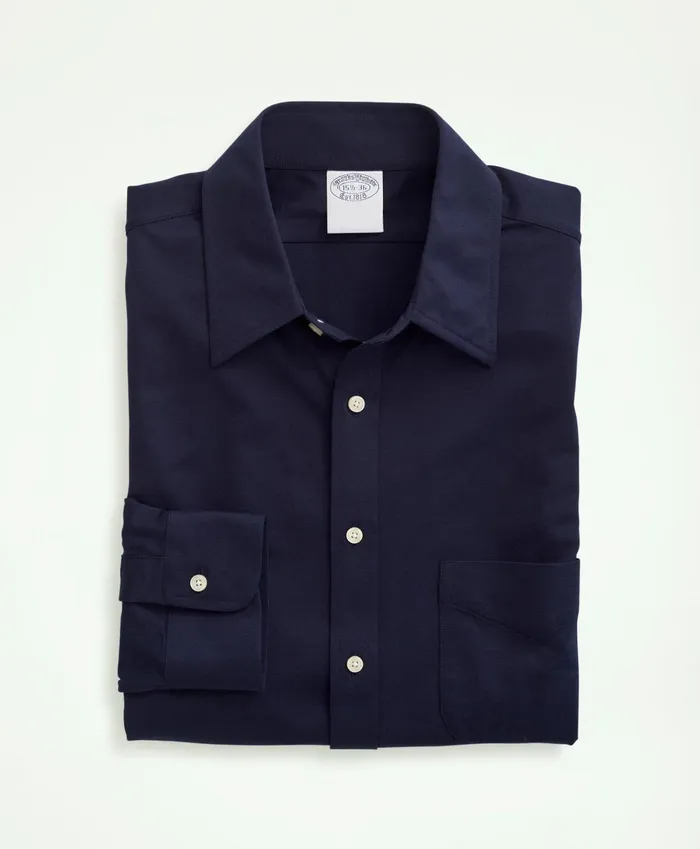 Men Japanese Knit Dress Shirt Slim Fit Navy Brooks Brothers Dress Shirts