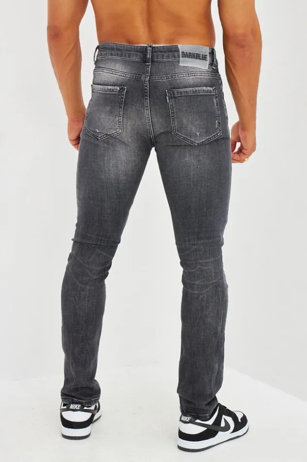 Men Jean Slim Effet Dchir Bleu Clair Black Brentiny Paris Jeans