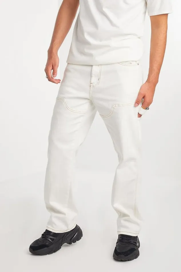 Men Jeans Coupe Droite cru Empicements Ecru Brentiny Paris Jeans