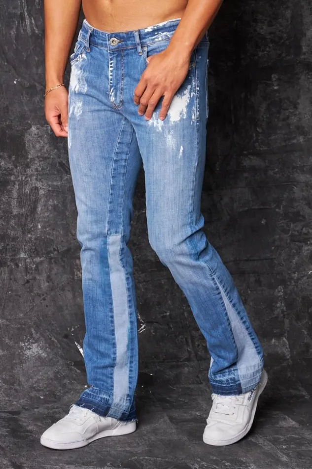Men Jeans Coupe Droite Tach Bleu Blue Brentiny Paris Jeans