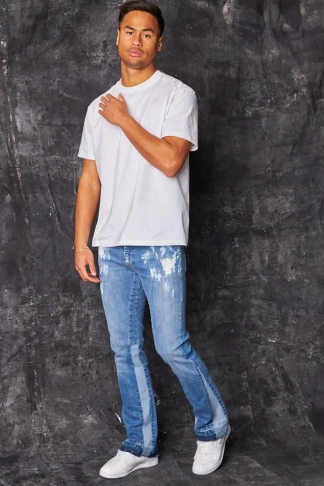Men Jeans Coupe Droite Tach Bleu Blue Brentiny Paris Jeans