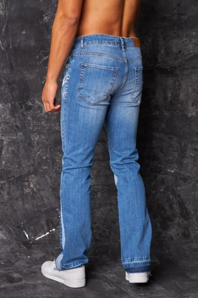 Men Jeans Coupe Droite Tach Bleu Blue Brentiny Paris Jeans