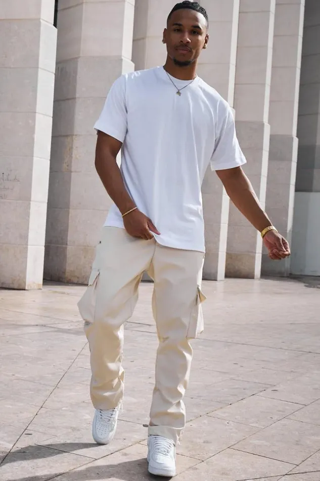 Men Jogger Pant Cargo Beige Beige Brentiny Paris Pants