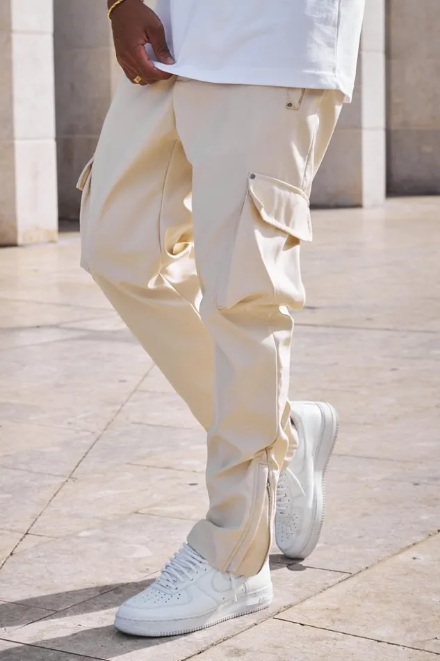 Men Jogger Pant Cargo Beige Beige Brentiny Paris Pants