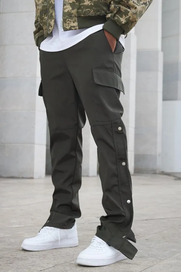 Men Jogger Pant Cargo Kaki Boutons Khaki Brentiny Paris Pants