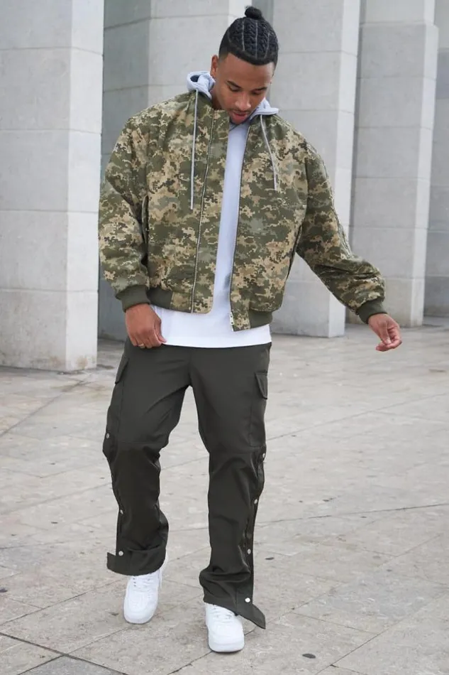 Men Jogger Pant Cargo Kaki Boutons Khaki Brentiny Paris Pants
