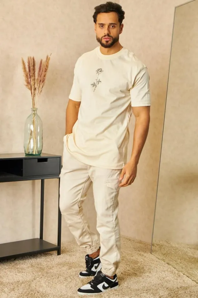 Men Joggerpant Beige Clair Poches Cargo Beige Brentiny Paris Jeans