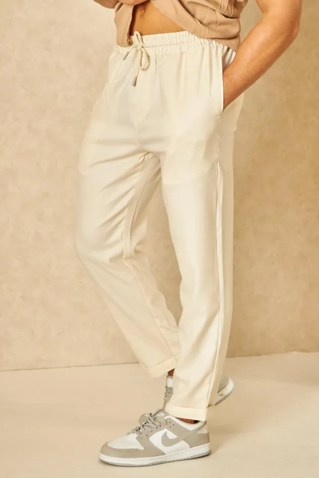 Men Joggerpant Satin Beige Beige Brentiny Paris Pants