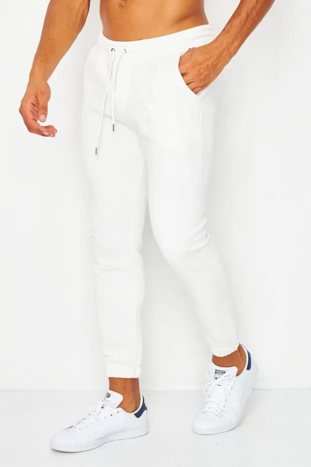 Men Joggers With Waffle Detail In White Project X 8211 2140204 White Brentiny Paris Jogging Bottoms