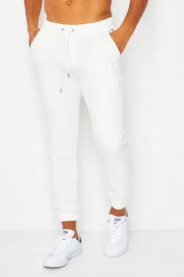 Men Joggers With Waffle Detail In White Project X 8211 2140204 White Brentiny Paris Jogging Bottoms
