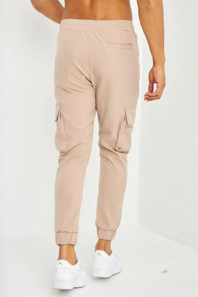 Men Jogging Beige Poches Cargo Zippes Beige Brentiny Paris Jogging Bottoms