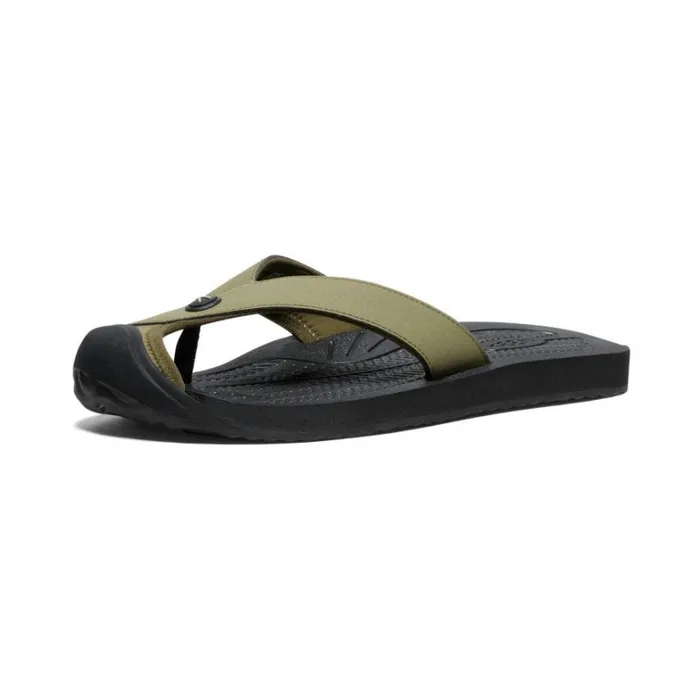 Men KEEN SlipOns Barbados Martini OliveBlack Leather FlipFlop Men KEEN SlipOns Barbados Martini OliveBlack Leather FlipFlop