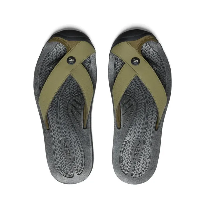 Men KEEN SlipOns Barbados Martini OliveBlack Leather FlipFlop Men KEEN SlipOns Barbados Martini OliveBlack Leather FlipFlop