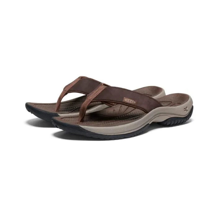 Men KEEN SlipOns Kona Flip JavaDark Earth Leather FlipFlop Men KEEN SlipOns Kona Flip JavaDark Earth Leather FlipFlop
