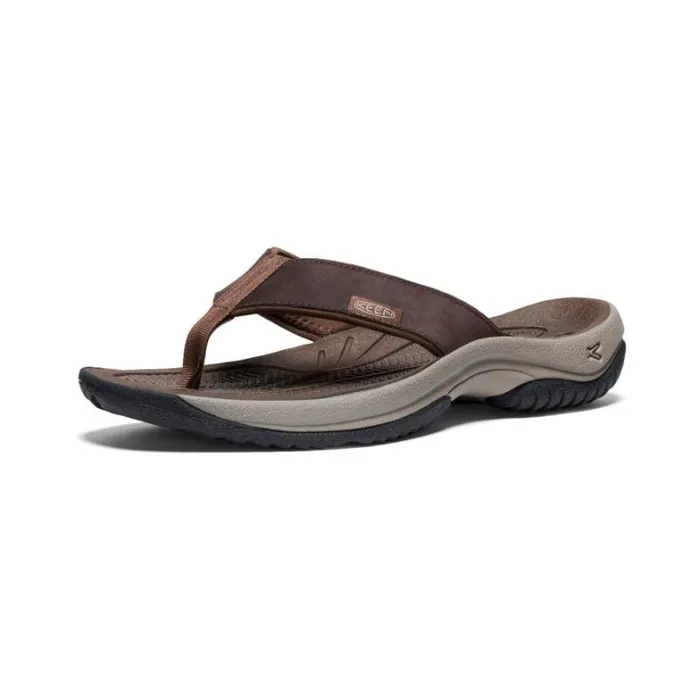 Men KEEN SlipOns Kona Flip JavaDark Earth Leather FlipFlop Men KEEN SlipOns Kona Flip JavaDark Earth Leather FlipFlop