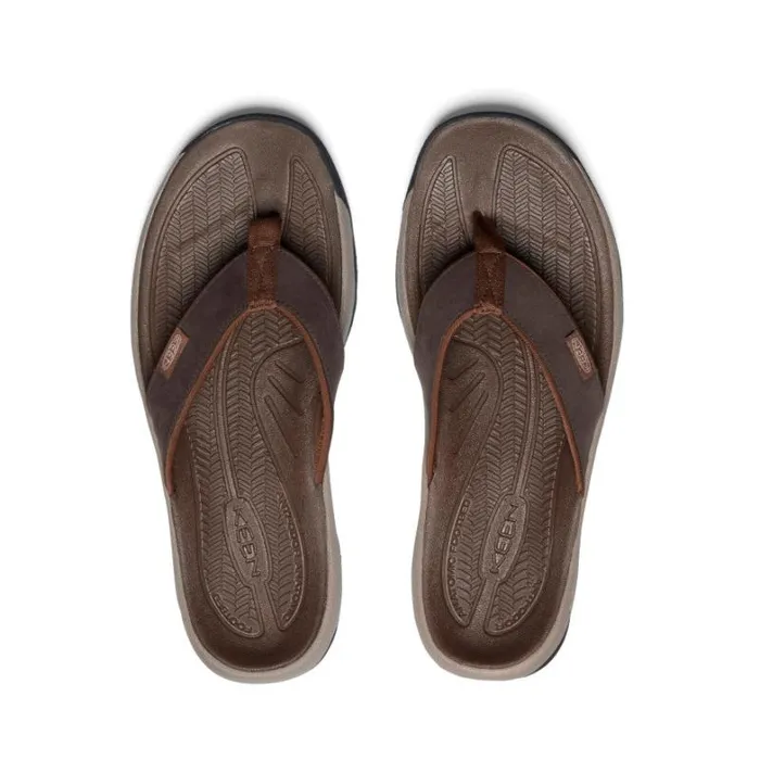 Men KEEN SlipOns Kona Flip JavaDark Earth Leather FlipFlop Men KEEN SlipOns Kona Flip JavaDark Earth Leather FlipFlop