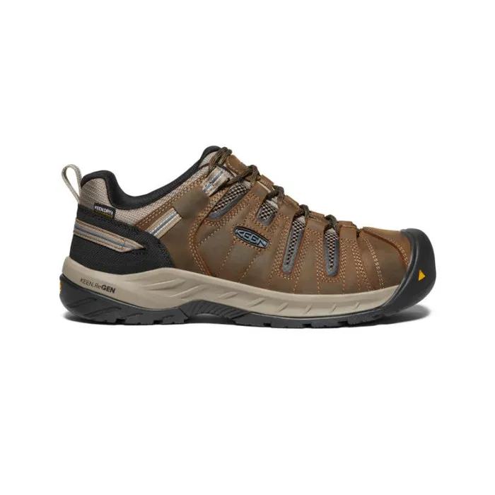 Men KEEN Work Boots and Shoes Flint II Waterproof Steel Toe Cascade BrownOrion Blue