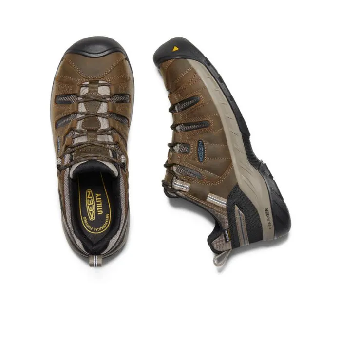 Men KEEN Work Boots and Shoes Flint II Waterproof Steel Toe Cascade BrownOrion Blue Men KEEN Work Boots and Shoes Flint II Waterproof Steel Toe Cascade BrownOrion Blue