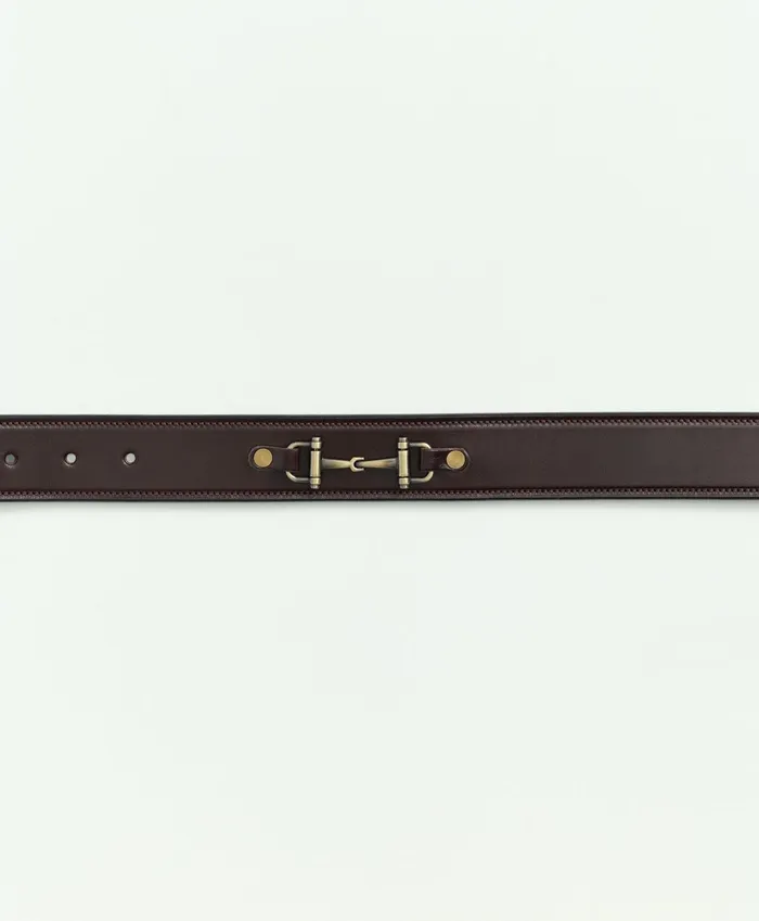 Men Leather Belt With Brass Buckle Brown Brooks Brothers Belts
