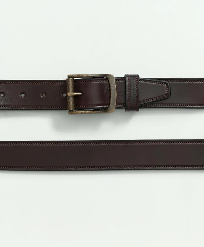 Men Leather Belt With Brass Buckle Brown Brooks Brothers Belts