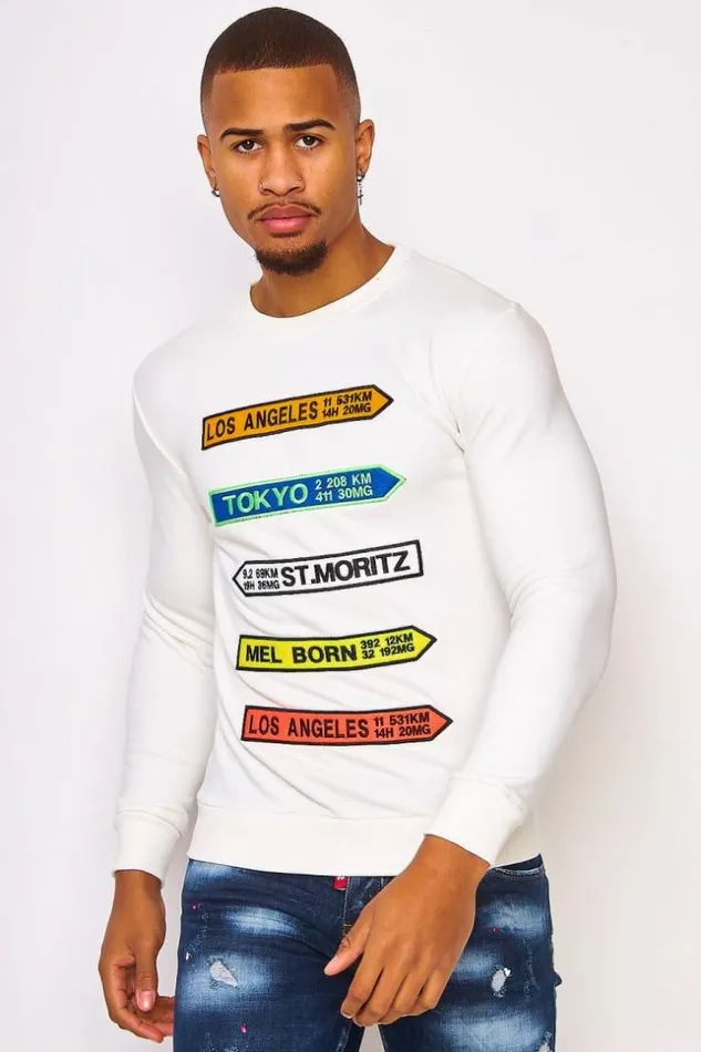 Men Los Angeles Tokyo 8230 White Sweatshirt White Brentiny Paris Sweatshirts and Pullovers