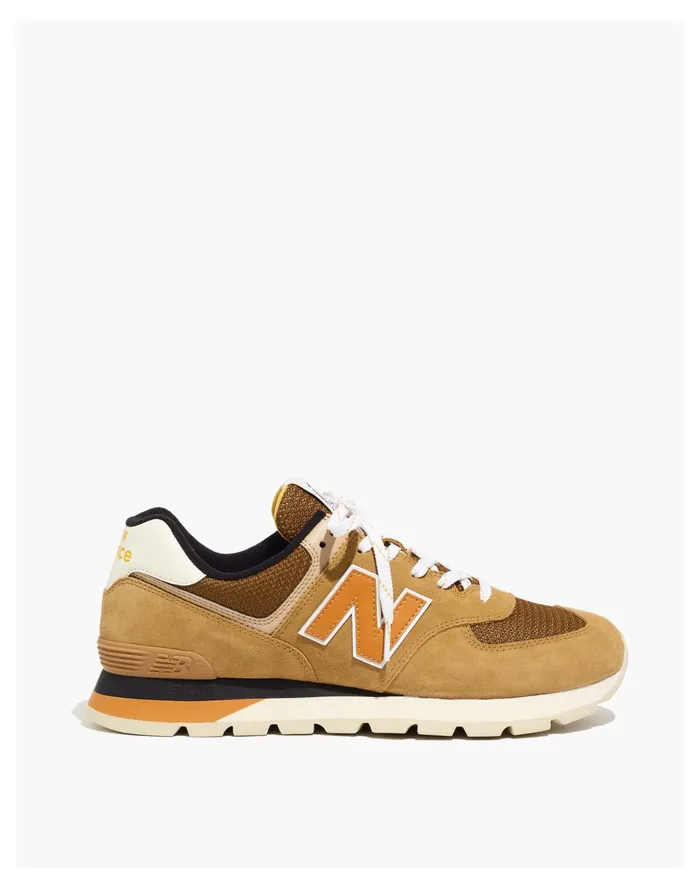 Men New Balance Suede 574 Sneakers In Gold Moss And Black Workwera Madewell Sneakers