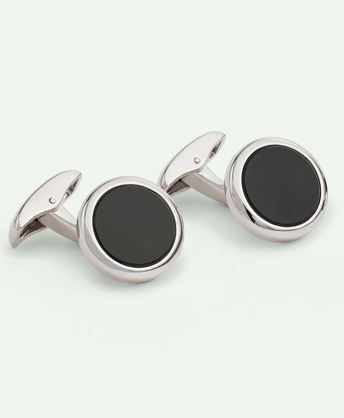 Men Onyx Stud Set Silver Brooks Brothers Shirt Accessories