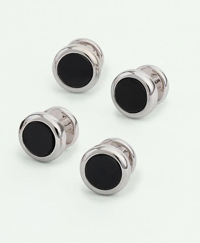 Men Onyx Stud Set Silver Brooks Brothers Shirt Accessories