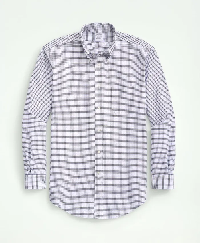 Men Original Polo ButtonDown Oxford Tattersall Bluenavy Brooks Brothers Sport Shirts